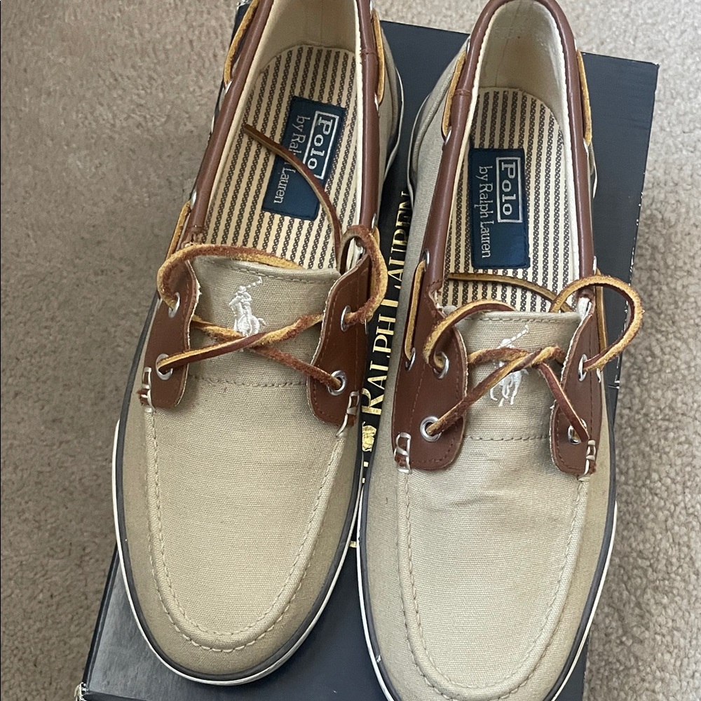 Polo by Ralph Lauren Men's Beige and Brown Boat Shoes